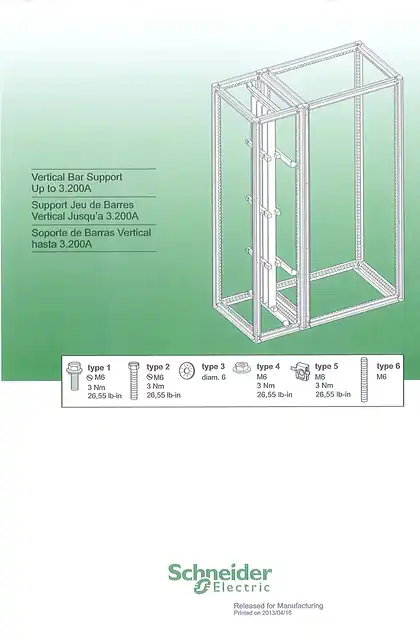 schneider施耐德Spacial SF - Vertical bar support up to 3200A -Instruction Sheet